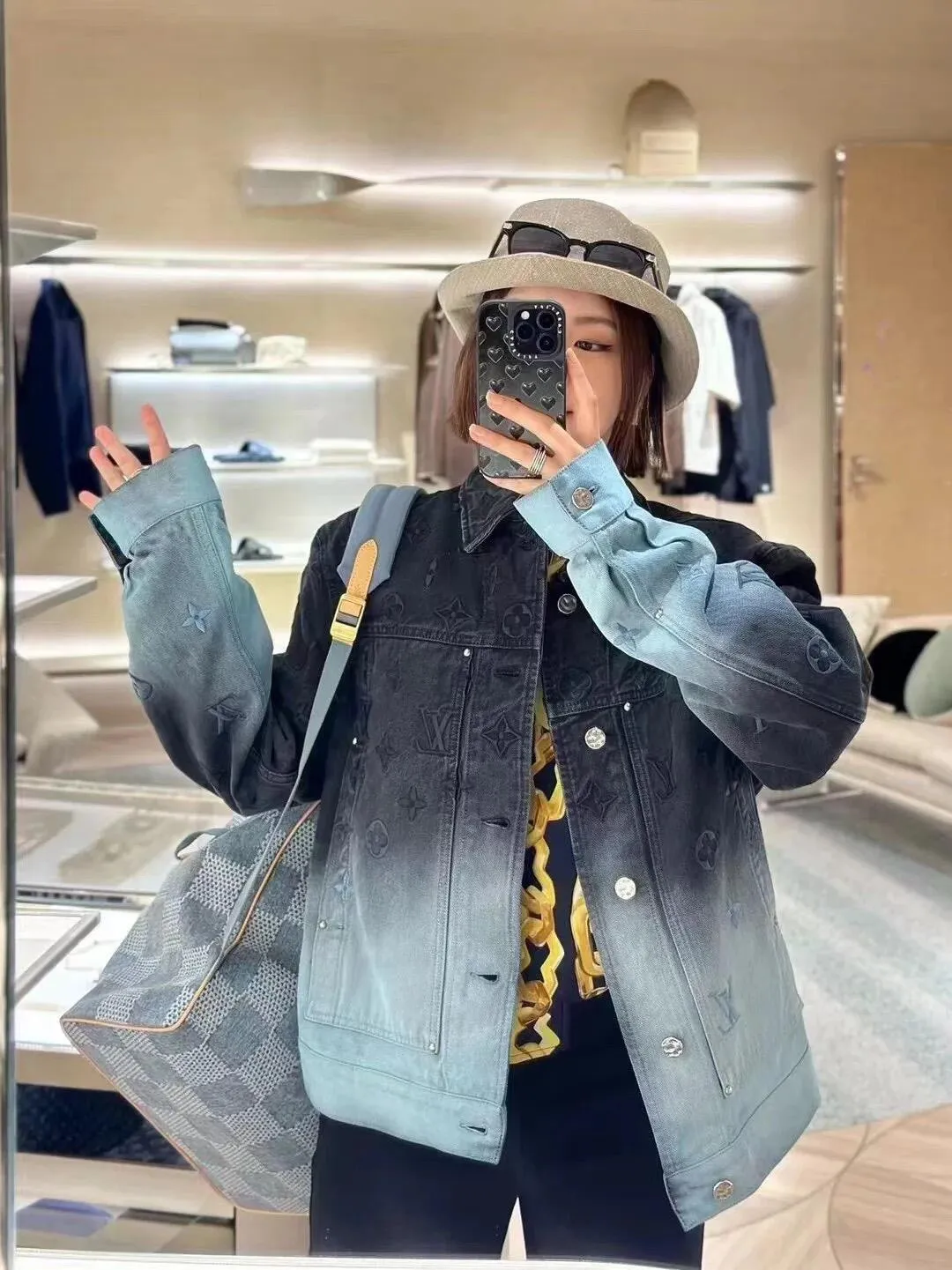 Louis Vuitton/Louis Vuitton presbyopic gradient embroidered denim jacket